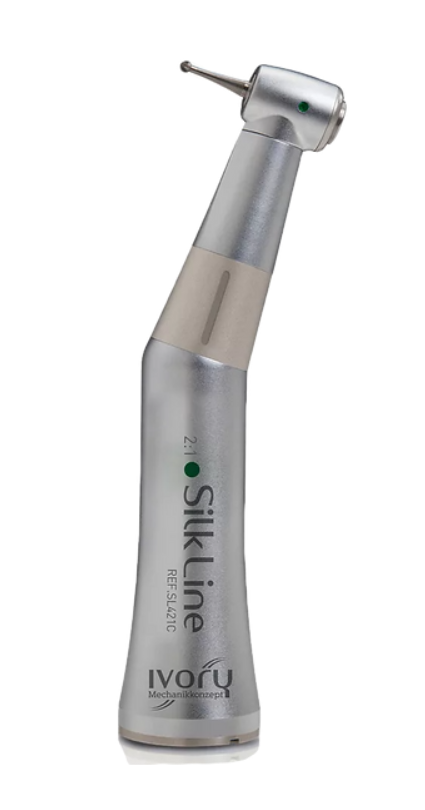 Slow Speed Handpiece, Ivory Silk Line Contra Angle, 2:1, Internal Spray
